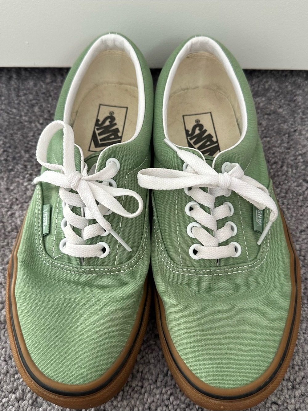 Vans Low Top Sneakers in Sage Green with White Laces